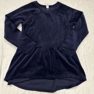 Tea Collection Navy Blue Velour Long Sleeve Top Size 8 VGUC